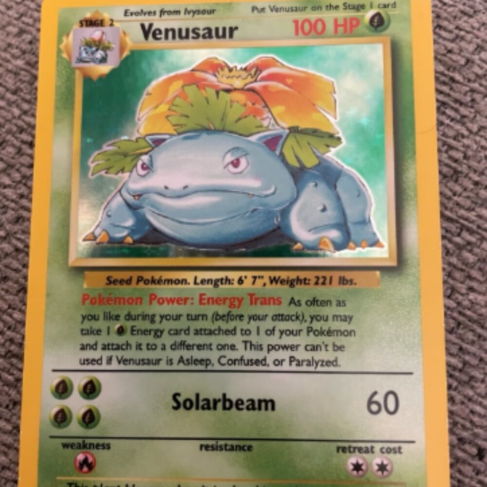 Venusaur Hologram Pokémon card 1999 Base Set 15/102